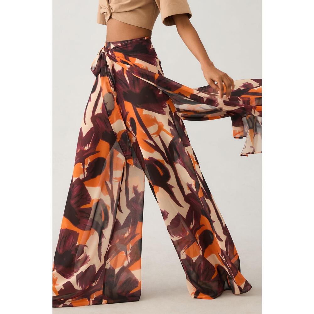New Anthropologie Hutch Sarong Color Print Wide-Leg Pants - Size 2 - Picture 2 of 5